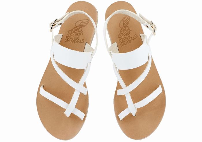 Sandale Cu Curea Din Spate Ancient Greek Sandals Alethea Leather Dama Albi | SAV4247HT