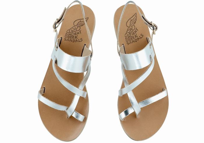 Sandale Cu Curea Din Spate Ancient Greek Sandals Alethea Leather Dama Argintii | BEJ8238GF