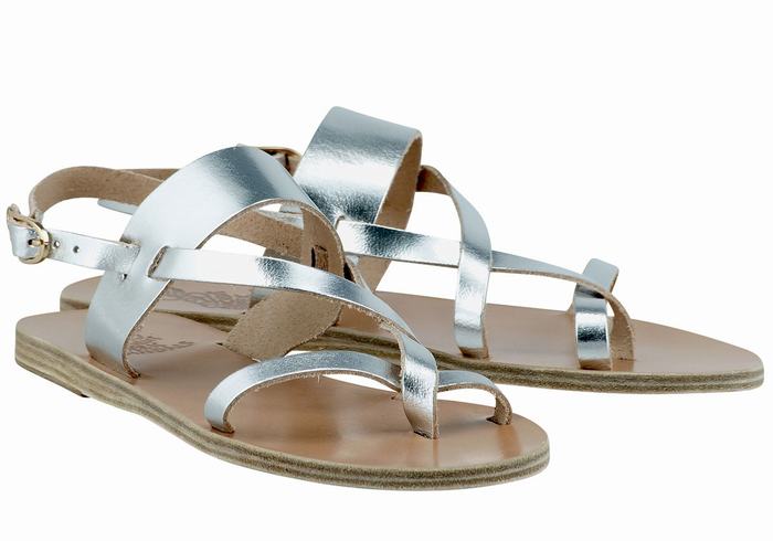 Sandale Cu Curea Din Spate Ancient Greek Sandals Alethea Leather Dama Argintii | BEJ8238GF