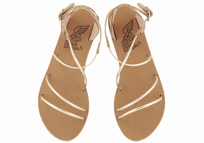 Sandale Cu Curea Pe Glezna Ancient Greek Sandals Meloivia Dama Aurii Albi | NTS8497YU