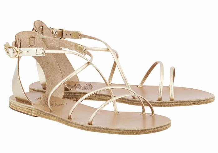 Sandale Cu Curea Pe Glezna Ancient Greek Sandals Meloivia Dama Aurii Albi | NTS8497YU