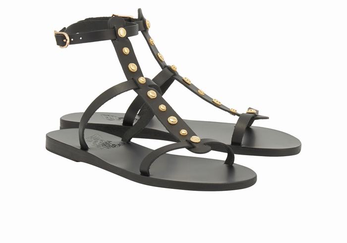 Sandale Cu Curea Pe Glezna Ancient Greek Sandals Meliti Bee Dama Negrii | YDU288VB