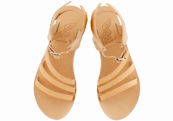 Sandale Cu Curea Pe Glezna Ancient Greek Sandals Ikaria Leather Dama Bej | DYS4231NO