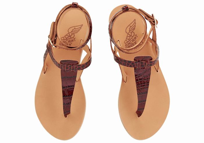 Sandale Cu Curea Pe Glezna Ancient Greek Sandals Estia Dama Rosii Inchis Negrii | WOZ279LV