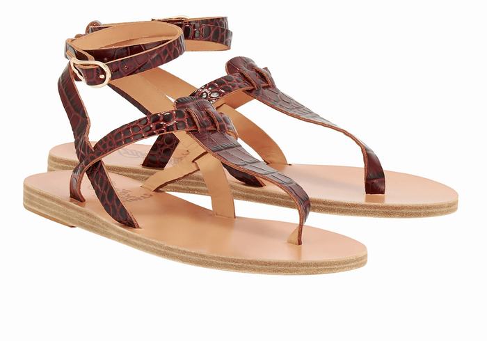 Sandale Cu Curea Pe Glezna Ancient Greek Sandals Estia Dama Rosii Inchis Negrii | WOZ279LV