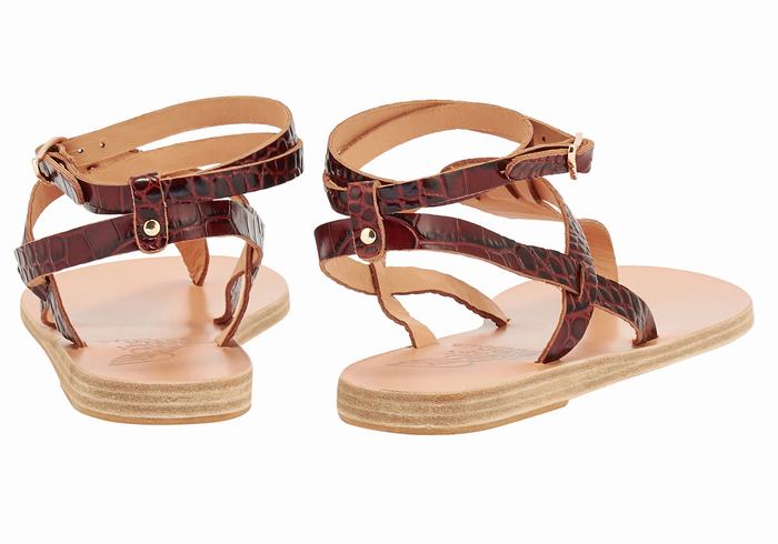 Sandale Cu Curea Pe Glezna Ancient Greek Sandals Estia Dama Rosii Inchis Negrii | WOZ279LV