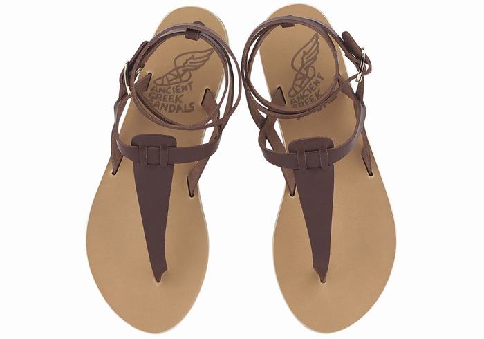 Sandale Cu Curea Pe Glezna Ancient Greek Sandals Estia Leather Dama Cafe | GPH2678BV