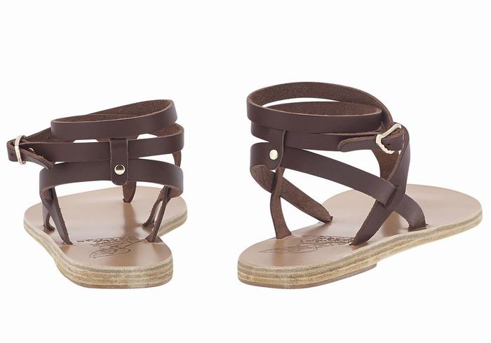 Sandale Cu Curea Pe Glezna Ancient Greek Sandals Estia Leather Dama Cafe | GPH2678BV