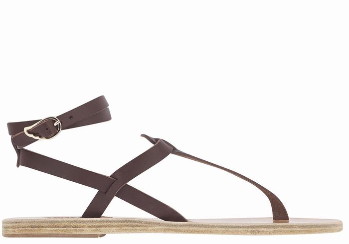 Sandale Cu Curea Pe Glezna Ancient Greek Sandals Estia Leather Dama Cafe | GPH2678BV