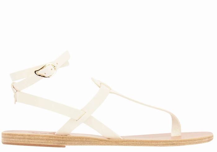 Sandale Cu Curea Pe Glezna Ancient Greek Sandals Estia Leather Dama Albi | VKJ7397ZE