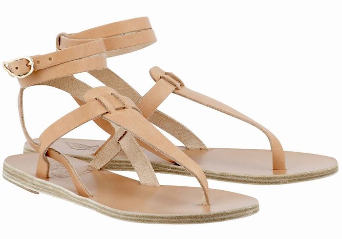 Sandale Cu Curea Pe Glezna Ancient Greek Sandals Estia Leather Dama Bej | ELJ3714SO