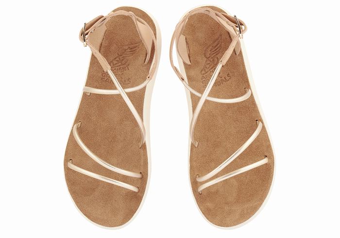 Sandale Cu Curea Pe Glezna Ancient Greek Sandals Anastasia Comfort Dama Bej Aurii Albi | DQC9354GN