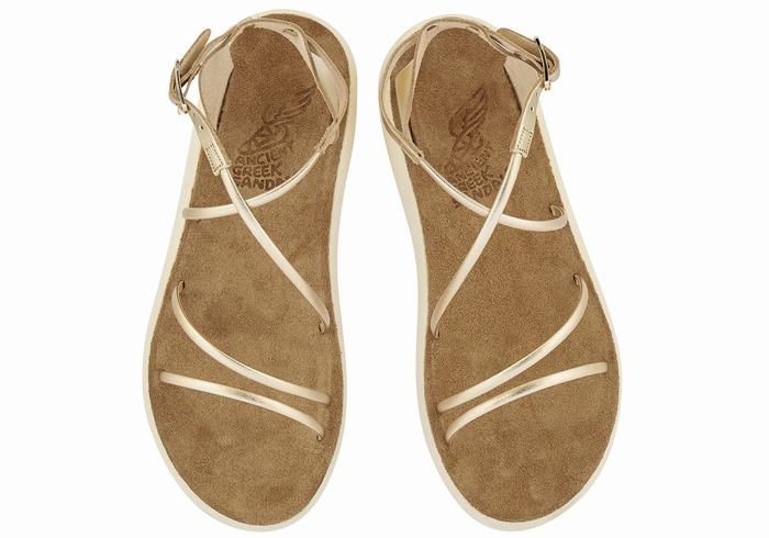 Sandale Cu Curea Pe Glezna Ancient Greek Sandals Anastasia Comfort Dama Aurii Albi | ABS5769NZ