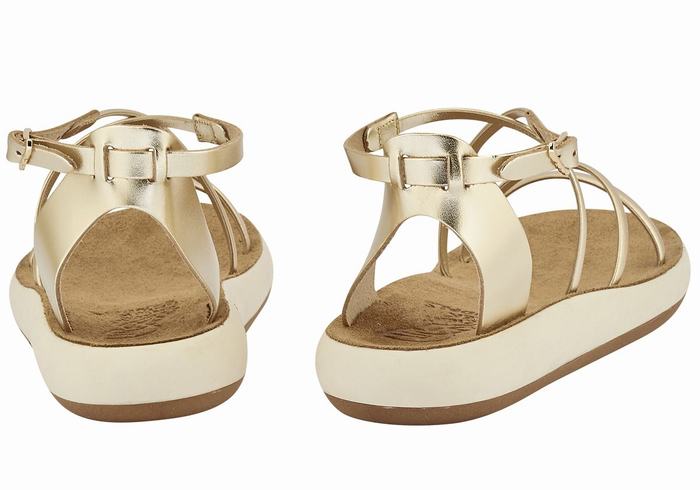 Sandale Cu Curea Pe Glezna Ancient Greek Sandals Anastasia Comfort Dama Aurii Albi | ABS5769NZ