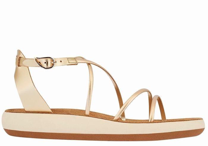 Sandale Cu Curea Pe Glezna Ancient Greek Sandals Anastasia Comfort Dama Aurii Albi | ABS5769NZ