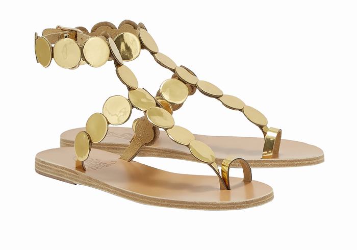 Sandale Cu Deget Ancient Greek Sandals Asteras Leather Dama Aurii | GIR2924UK