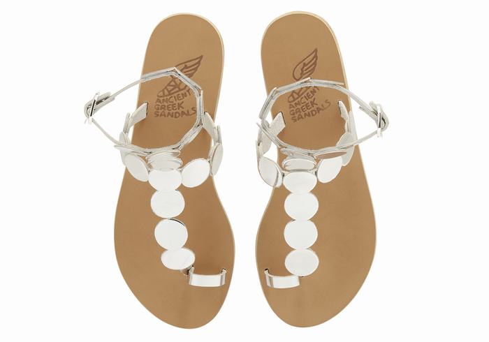 Sandale Cu Deget Ancient Greek Sandals Asteras Leather Dama Argintii | KLU3023XA