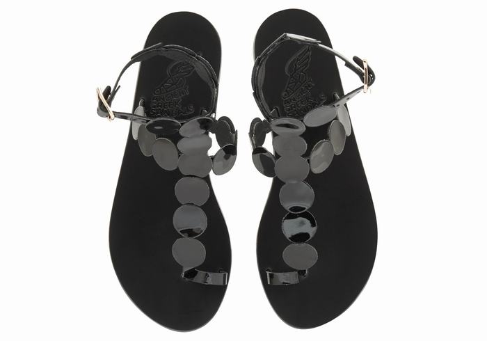 Sandale Cu Deget Ancient Greek Sandals Asteras Leather Dama Negrii | RRS8442XY