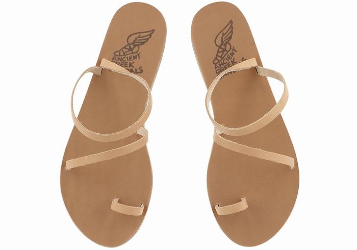 Sandale Cu Deget Ancient Greek Sandals Apli Eleftheria Leather Dama Bej | KBI4450CN