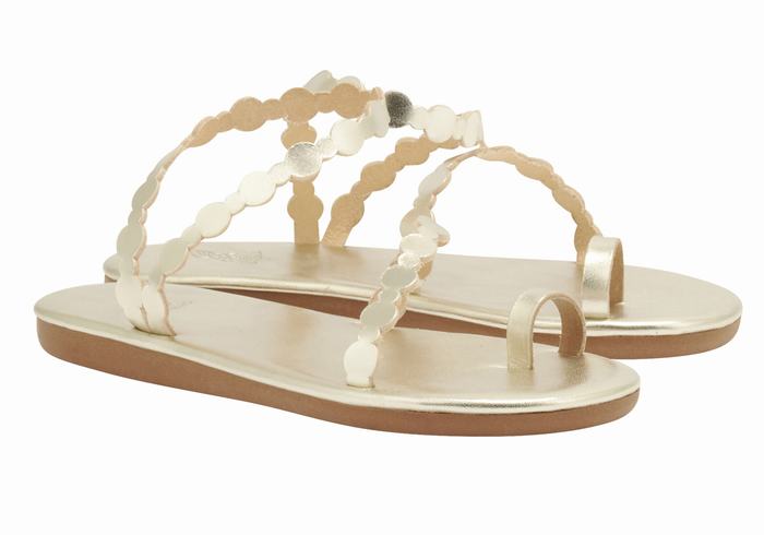 Sandale Cu Deget Ancient Greek Sandals Cronos Dama Aurii Albi | LXY1780YG