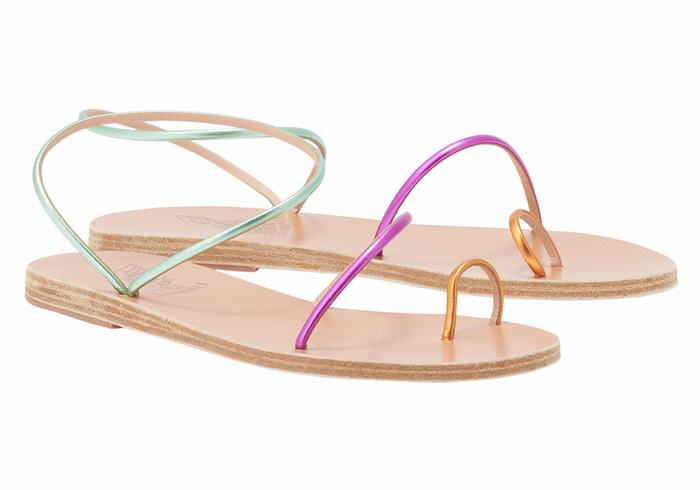 Sandale Cu Deget Ancient Greek Sandals Chora Dama Aurii Violet Verzi | RFJ3969HY