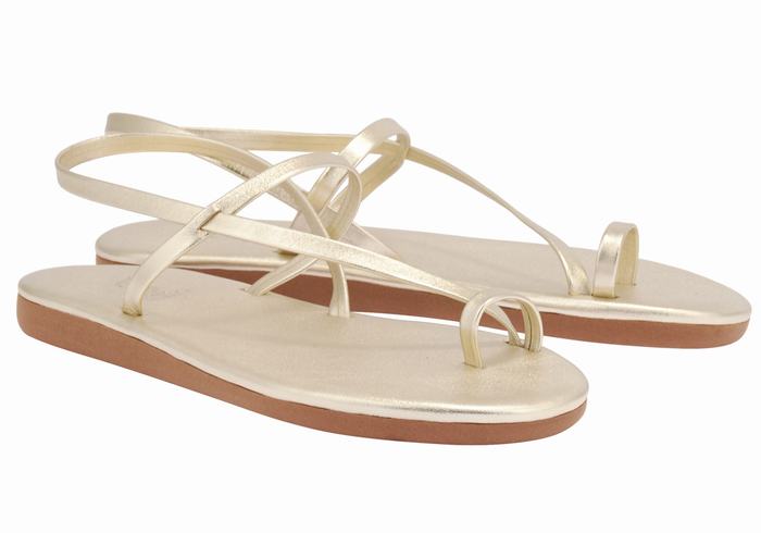 Sandale Cu Deget Ancient Greek Sandals Euterpe Dama Aurii Albi | WXI522YM