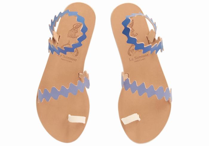 Sandale Cu Deget Ancient Greek Sandals Eleftheria Onda Leather Dama Albastri Albi | LZK6531FN