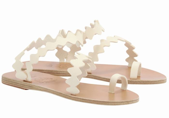 Sandale Cu Deget Ancient Greek Sandals Eleftheria Onda Leather Dama Albi | RTD8527BD