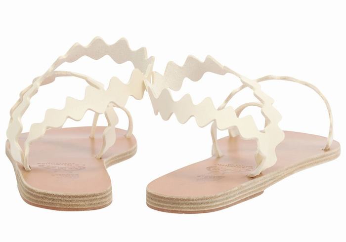 Sandale Cu Deget Ancient Greek Sandals Eleftheria Onda Leather Dama Albi | RTD8527BD