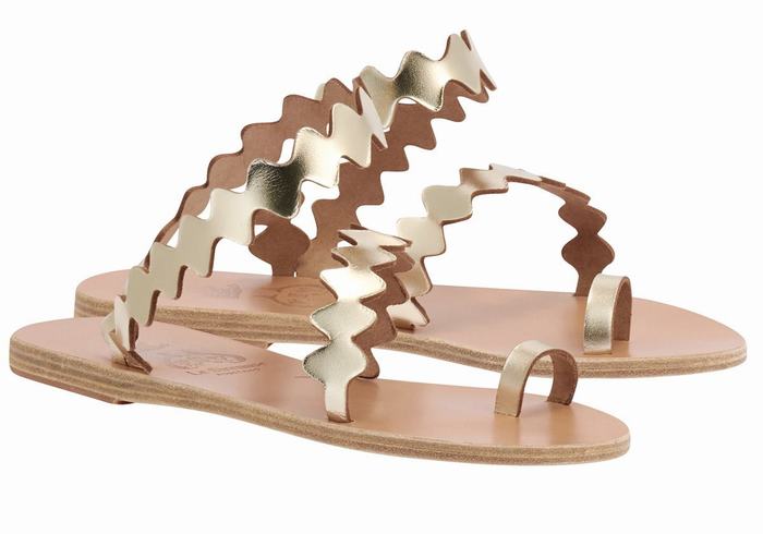 Sandale Cu Deget Ancient Greek Sandals Eleftheria Onda Dama Aurii Albi | BEC312DA