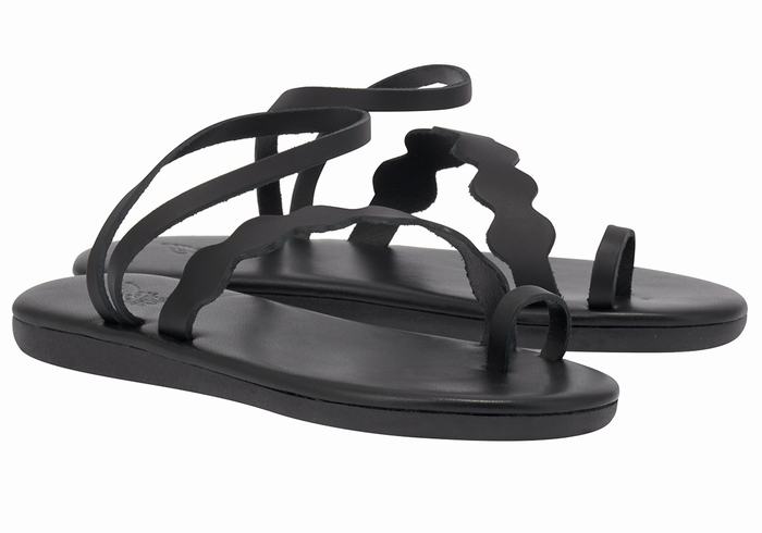 Sandale Cu Deget Ancient Greek Sandals Koralia Dama Negrii | SCX576YJ