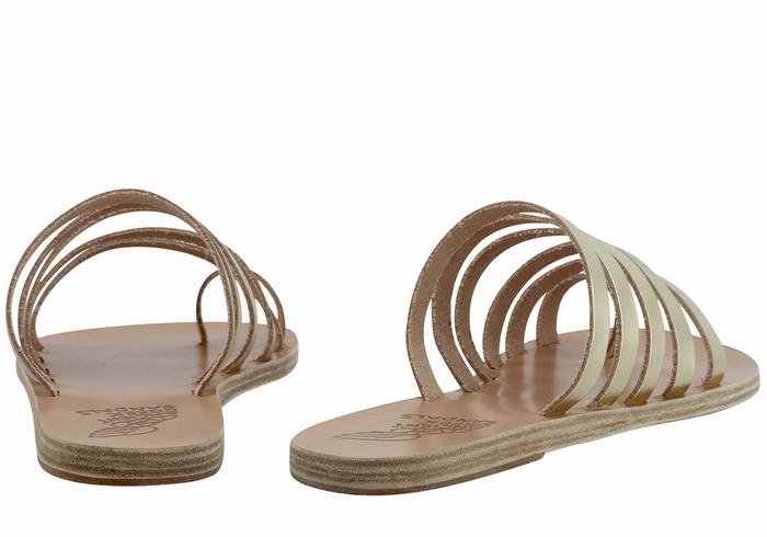 Sandale Cu Deget Ancient Greek Sandals Niki Leather Dama Aurii Albi | FNQ216QY