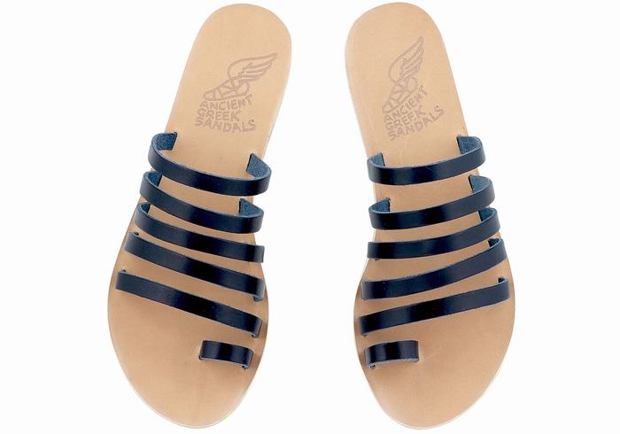 Sandale Cu Deget Ancient Greek Sandals Niki Leather Dama Albastri Inchis | VFK5341GT