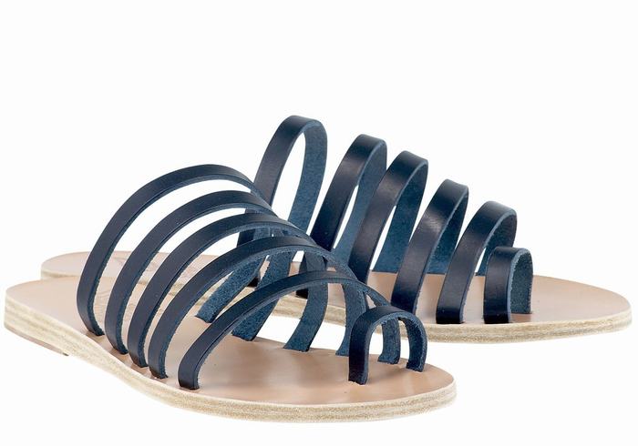 Sandale Cu Deget Ancient Greek Sandals Niki Leather Dama Albastri Inchis | VFK5341GT