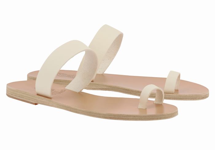 Sandale Cu Deget Ancient Greek Sandals Thalia Leather Dama Albi | PRE532SP