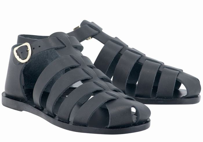 Sandale Fisherman Ancient Greek Sandals Homeria Leather Dama Negrii | CBF328CY