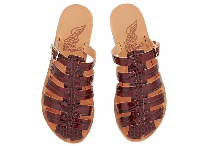 Sandale Fisherman Ancient Greek Sandals Cosmia Dama Rosii Inchis Negrii | KOZ4777BZ