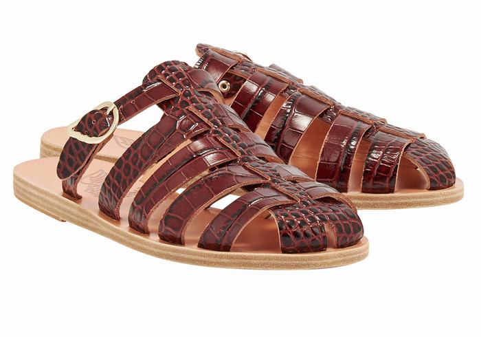 Sandale Fisherman Ancient Greek Sandals Cosmia Dama Rosii Inchis Negrii | KOZ4777BZ