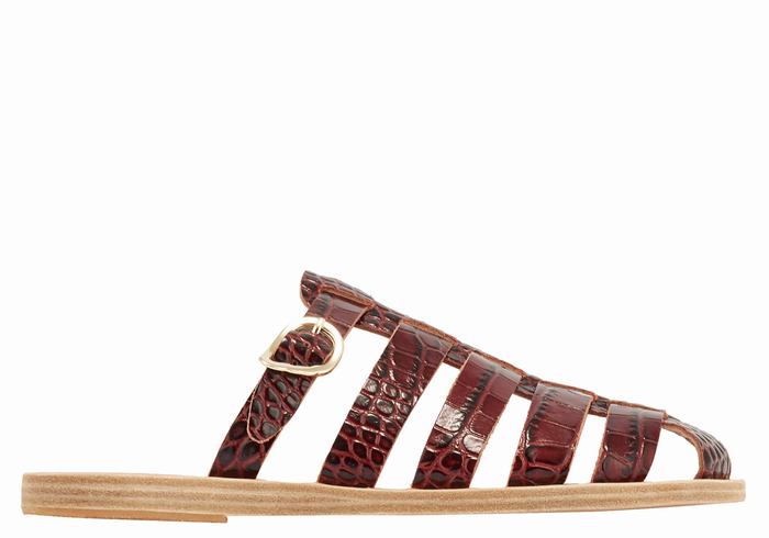 Sandale Fisherman Ancient Greek Sandals Cosmia Dama Rosii Inchis Negrii | KOZ4777BZ