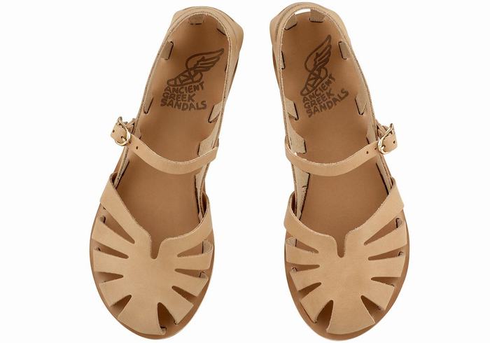 Sandale Fisherman Ancient Greek Sandals Apollonia Leather Dama Bej | HBQ8995ZZ