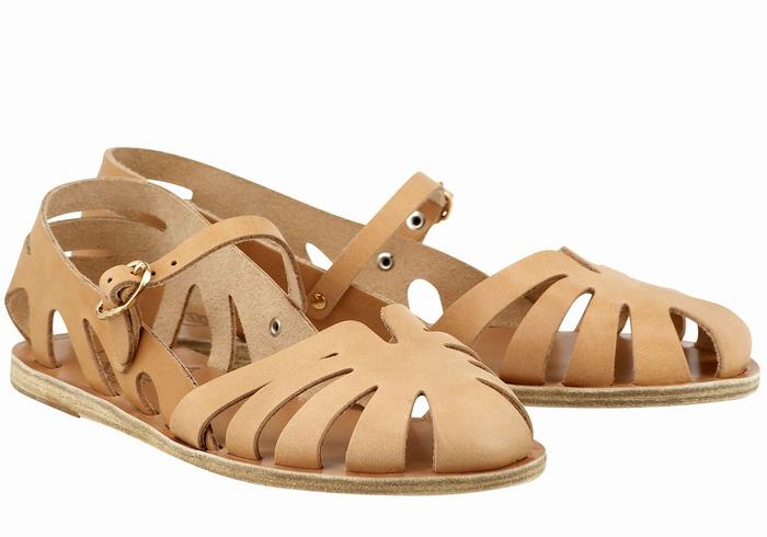 Sandale Fisherman Ancient Greek Sandals Apollonia Leather Dama Bej | HBQ8995ZZ