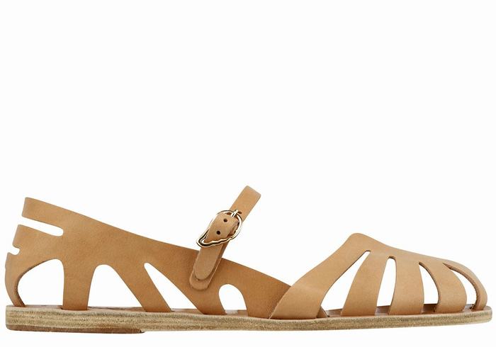 Sandale Fisherman Ancient Greek Sandals Apollonia Leather Dama Bej | HBQ8995ZZ