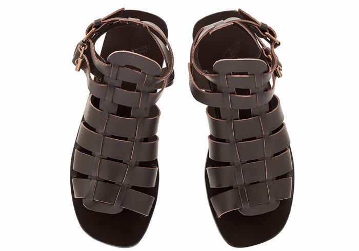 Sandale Fisherman Ancient Greek Sandals Alexandros Leather Barbati Ciocolata | WLV7019PG