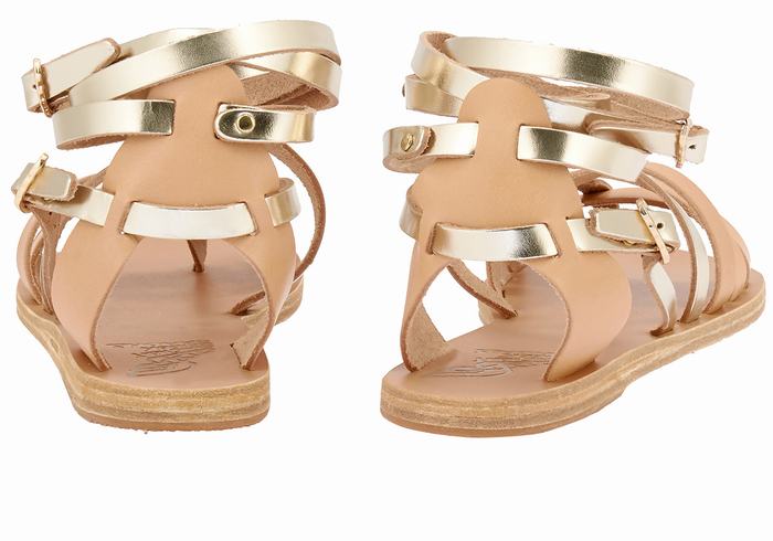 Sandale Gladiator Ancient Greek Sandals Satira Leather Dama Bej Aurii Albi | DXT4478EM