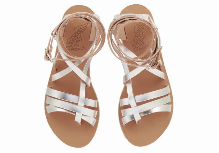 Sandale Gladiator Ancient Greek Sandals Satira Leather Dama Argintii | AJP9461WX