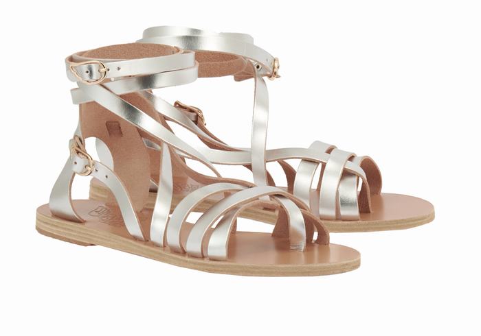 Sandale Gladiator Ancient Greek Sandals Satira Leather Dama Argintii | AJP9461WX