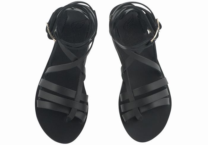 Sandale Gladiator Ancient Greek Sandals Satira Leather Dama Negrii | OWE2541VY