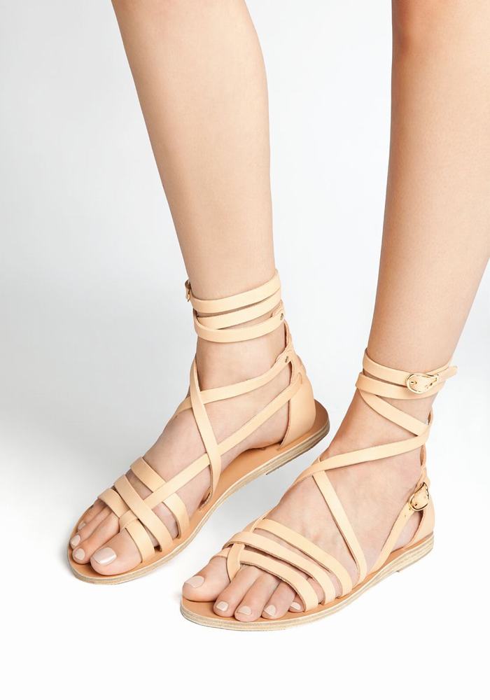 Sandale Gladiator Ancient Greek Sandals Satira Leather Dama Bej | VLV7853LU