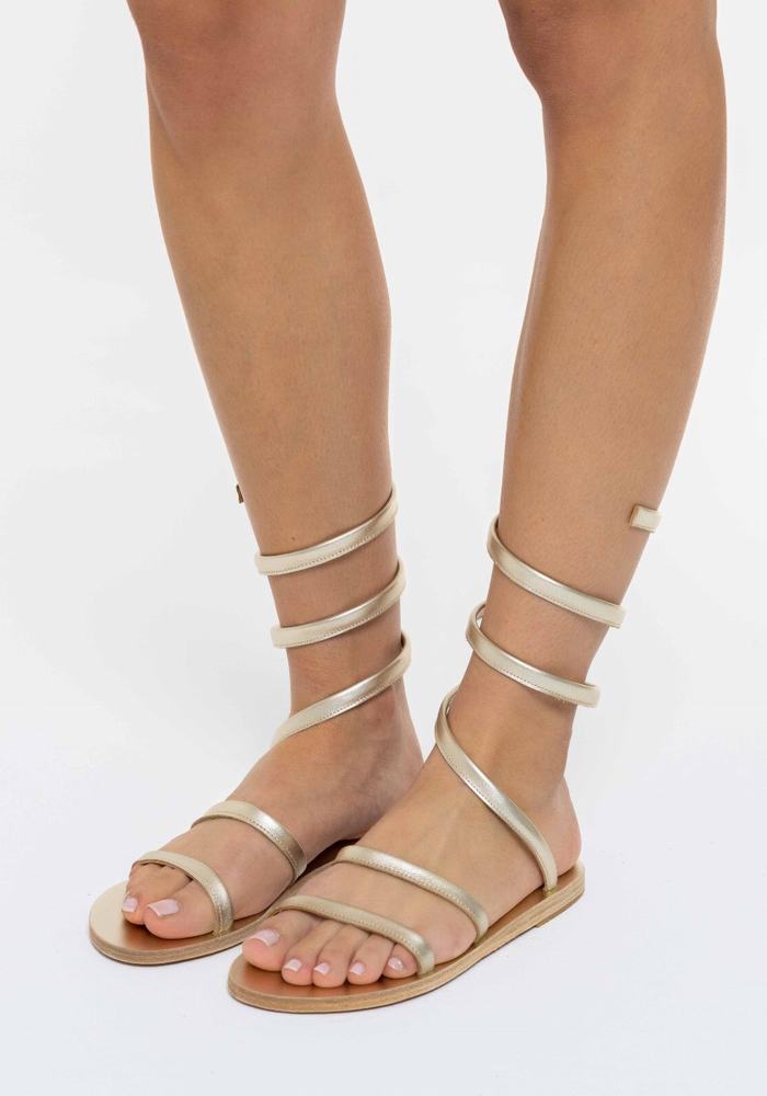 Sandale Gladiator Ancient Greek Sandals Ofis Leather Dama Aurii Albi | LNT1917VI