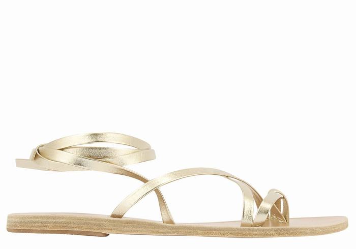 Sandale Gladiator Ancient Greek Sandals Morfi Leather Dama Aurii Albi | UXT7113NX